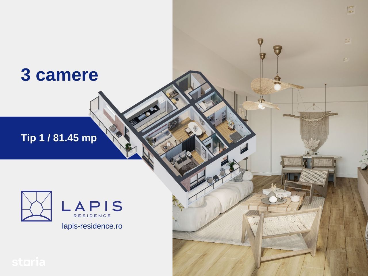 LAPIS RESIDENCE - apartament 3 camere, 2 bai, 82 mp, Iasi-Galata