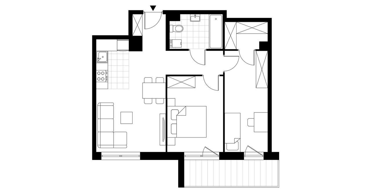 3-pokojowe mieszkanie 56m2 + balkon Bezpośrednio - Pełny obrazek: 3/7