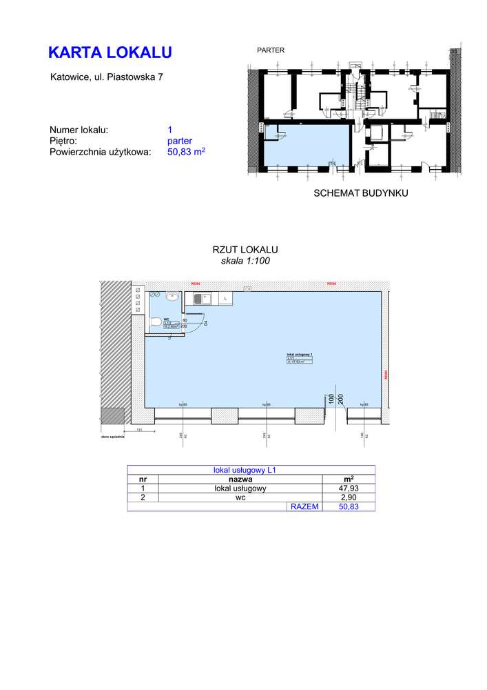 Lokal użytkowy (50,83m²) Katowice, ul. Piastowska 7 - Pełny obrazek: 4/8
