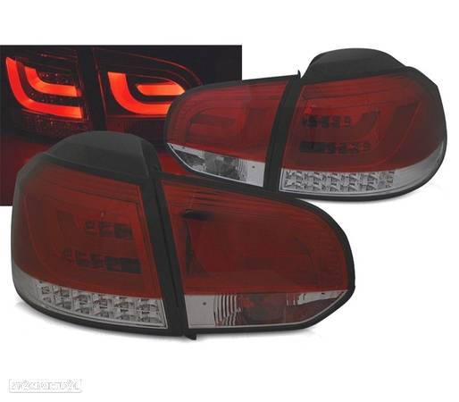 FAROLINS TRASEIROS LED LIGHTBAR PARA VOLKSWAGEN VW GOLF 6 MK VI 08-12 VERMELHO ESCURECIDO - 1