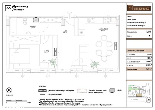 2-pokojowe mieszkanie 49,32 m2 M5