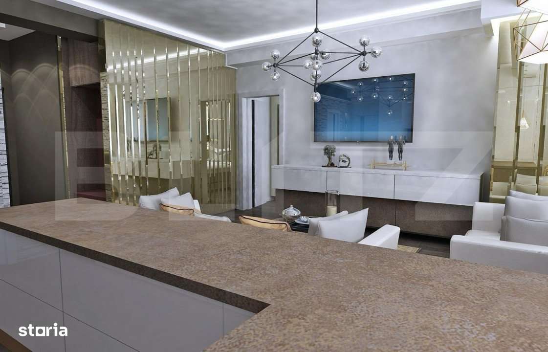 Apartament 3 camere, 74 mp, modern lux, etaj intermediar, lift, zona B - Imagine principală: 5/8