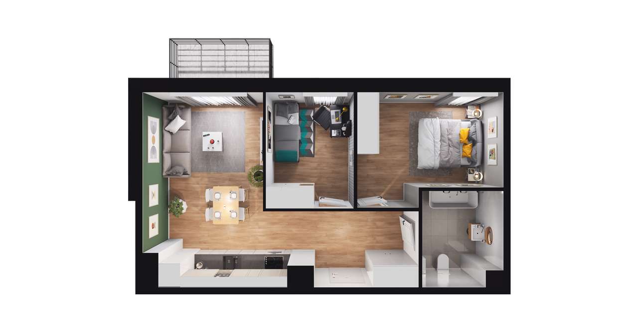 2-pokojowe mieszkanie 51m2 + taras Bez Prowizji - Pełny obrazek: 3/9