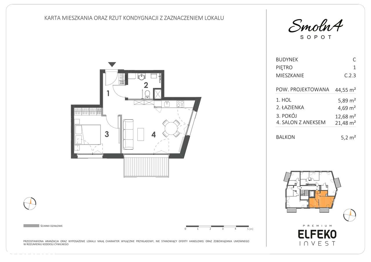 Mieszkanie 2 pokojowe, 44m2, balkon, ustawne, Sopot - Pełny obrazek: 4/9