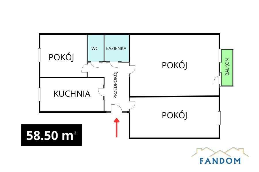 3 Osobne pokoje 59 m2 + Balkon | Baranówka-1
