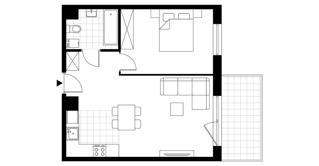 2-pokojowe mieszkanie 46m2 + balkon - Pełny obrazek: 4/6