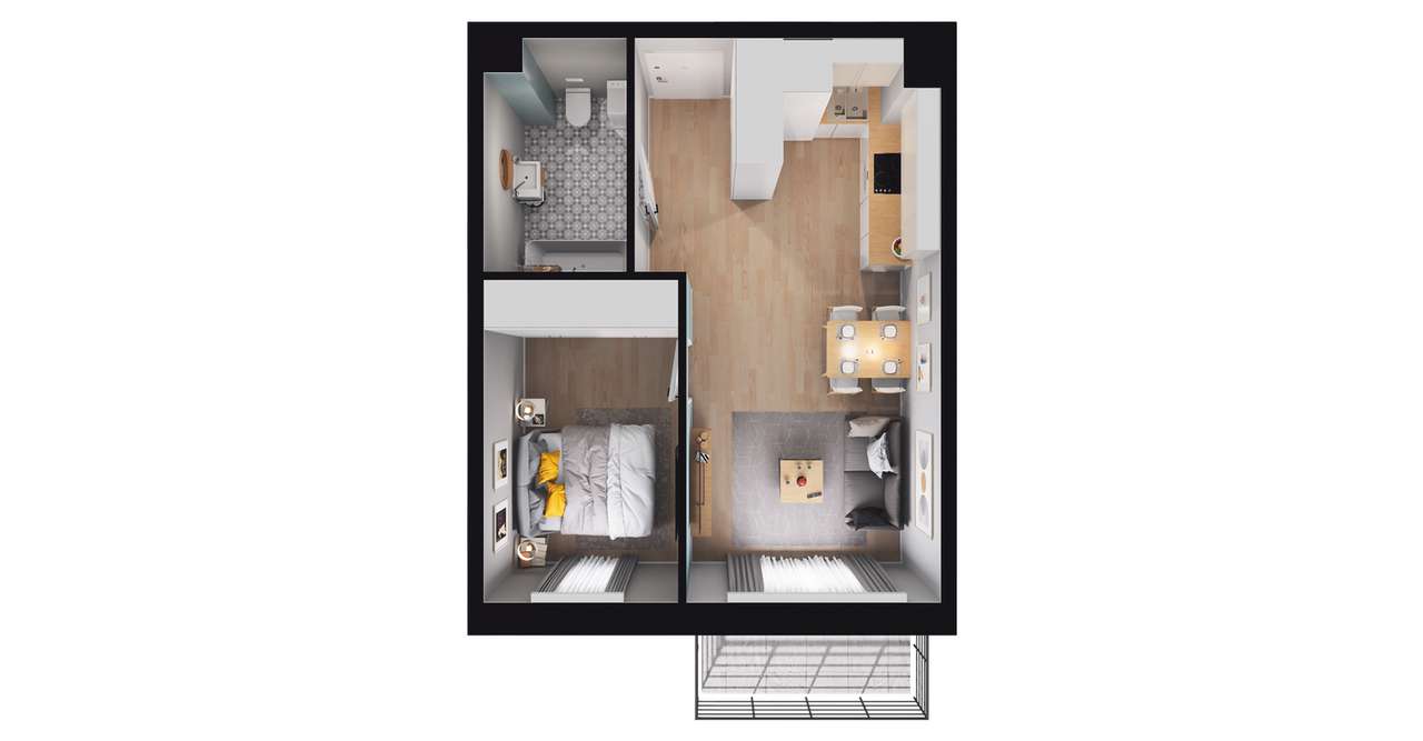 2-pokojowe mieszkanie 36m2 + balkon Bez Prowizji - Pełny obrazek: 2/8