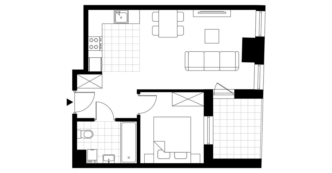 2-pokojowe mieszkanie 39m2 + loggia Bezpośrednio - Pełny obrazek: 3/8