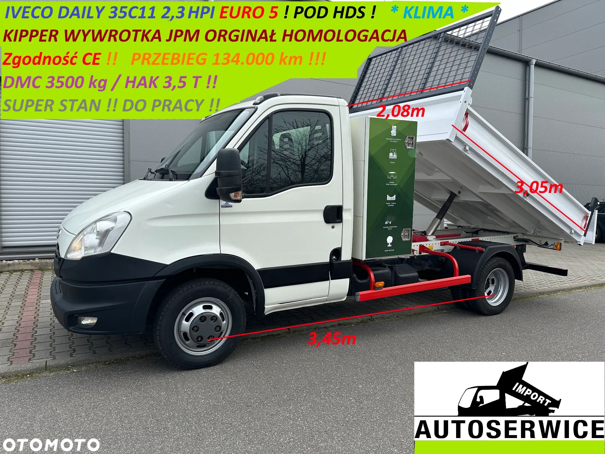 Iveco DAILY 35C11 2,3 Mjet Kipper Euro5 WYWROTKA Homologacja DMC 3500kg - 1