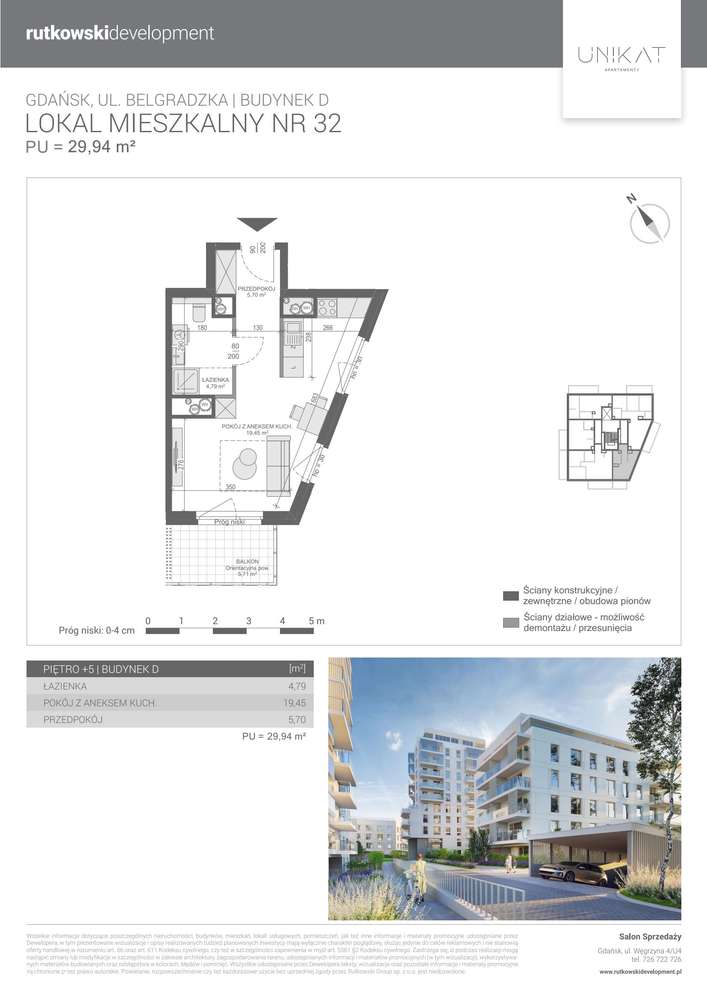 1-pokojowe mieszkanie 29m2 + balkon Bez Prowizji - Pełny obrazek: 2/7