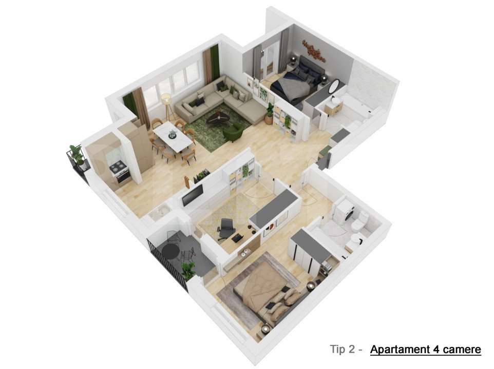 Apartament spatios 91 mp, 4 camere, Doamna Stanca Sibiu - Imagine principală: 3/3