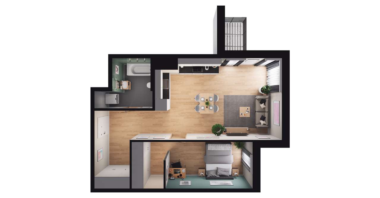 Bulvar Apartments | mieszkanie 2-pok. | F.2.08 - Pełny obrazek: 3/9