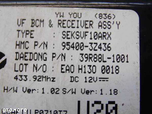 MODUŁ STEROWNIK BCM 95400-3Z436 HYUNDAI I40 1.7CRDI - 7