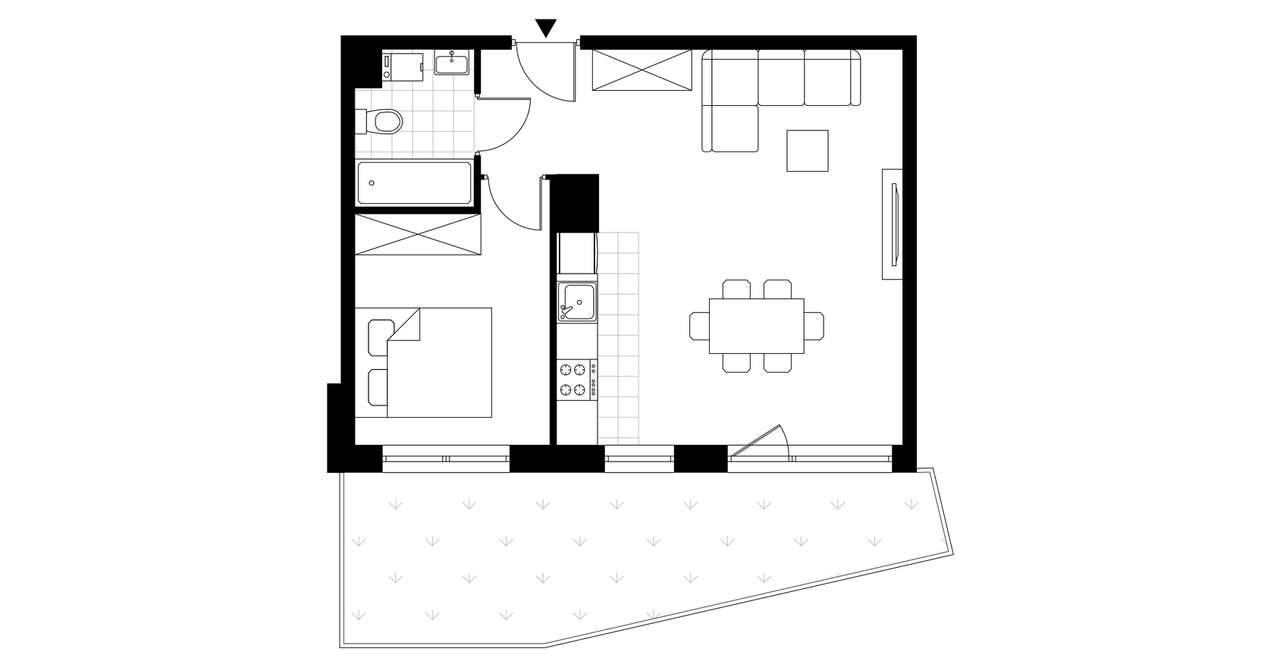 2-pokojowe mieszkanie 43m2 + ogródek - Pełny obrazek: 3/8