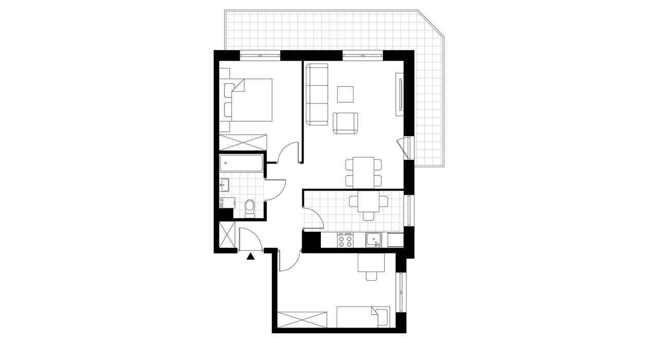 3-pokojowe mieszkanie 61m2 + balkon - Pełny obrazek: 3/8