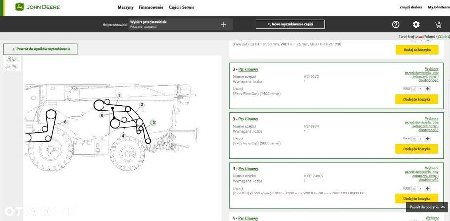 Pas do kombajnu John Deere H240974 - 2