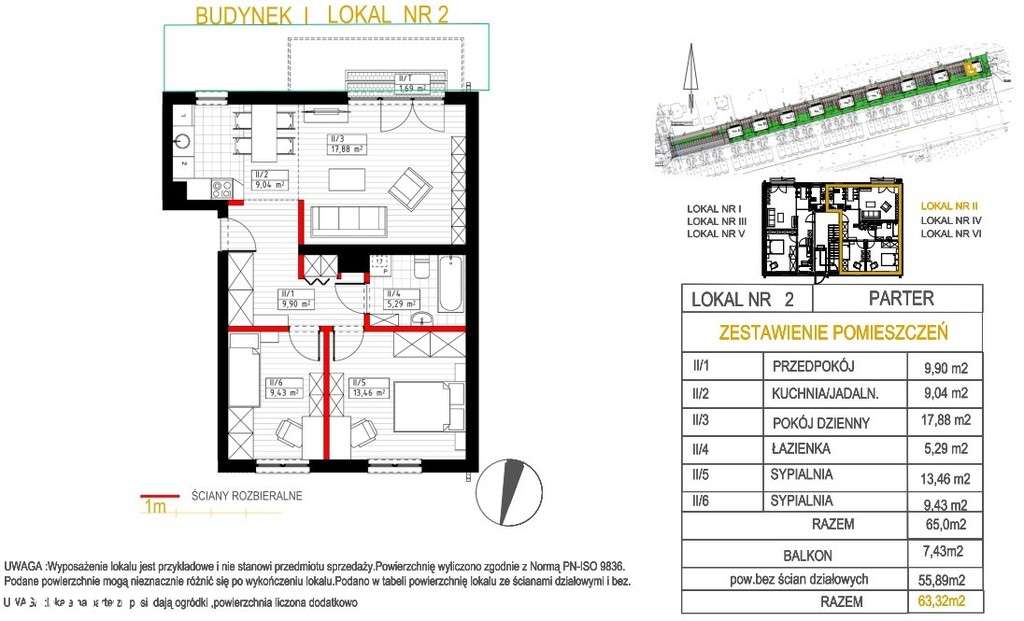 3/4 pokoje, balkon/ogród, msc.post. – pohled 2