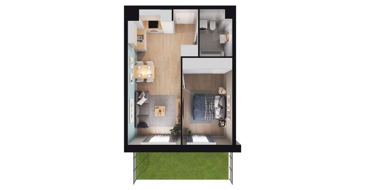 2-pokojowe mieszkanie 37m2 + ogródek Bez Prowizji - Pełny obrazek: 2/7