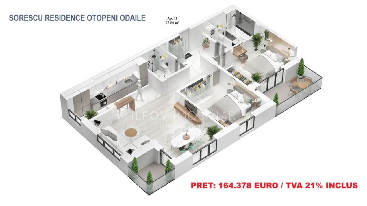 Apartamente cu 3 camere cu terasa, lift, langa parc 1 Mai-2