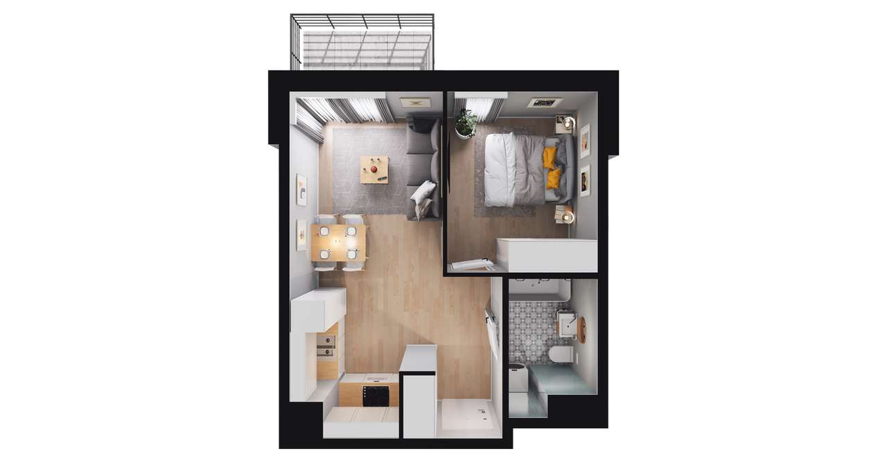 2-pokojowe mieszkanie 34m2 + balkon Bez Prowizji - Pełny obrazek: 2/6