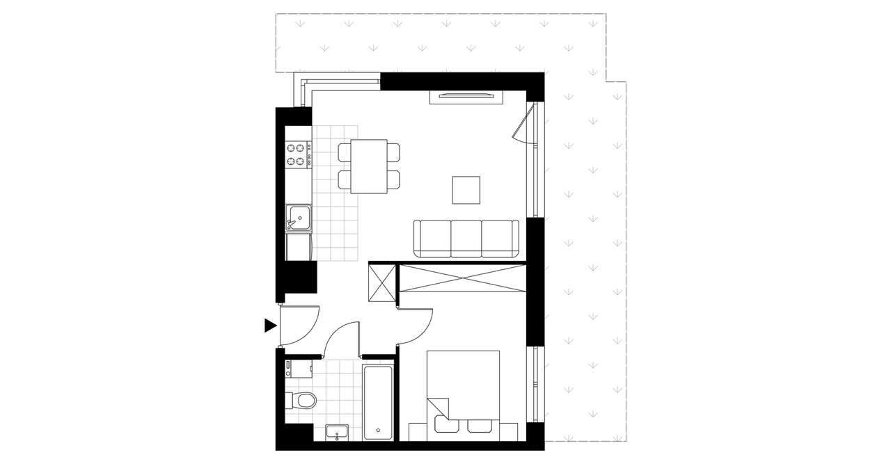 2-pokojowe mieszkanie 38m2 + ogródek Bezpośrednio - Pełny obrazek: 3/8