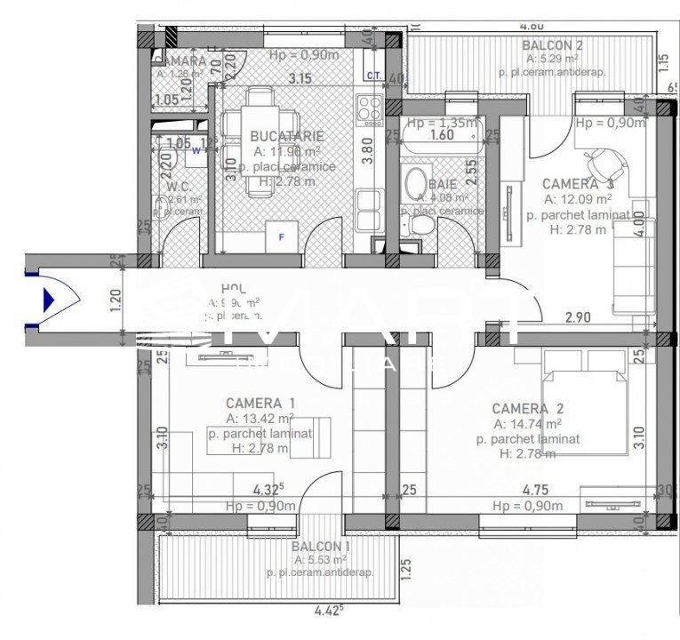 Apartament decomandat 3 camere la CHEIE zona Tineretului