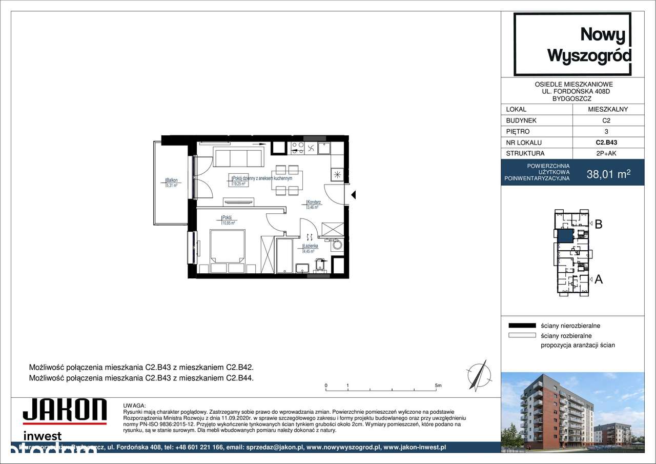 Nowy Wyszogród | mieszkanie 2-pok. | C2_B43 - Pełny obrazek: 2/7