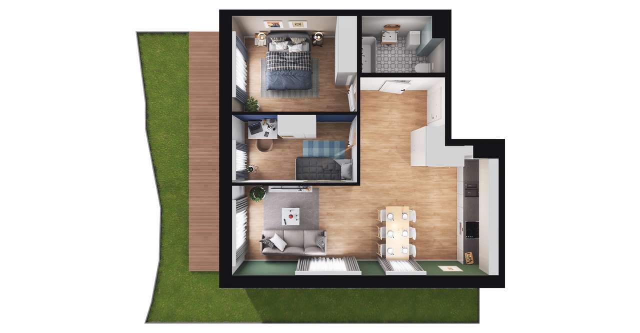 3-pokojowe mieszkanie 56m2 + ogródek Bez Prowizji - Pełny obrazek: 2/8
