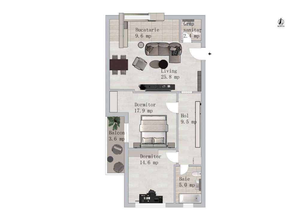 Apartament Spatios de 3 Camere - 90mp | Green Garden-2