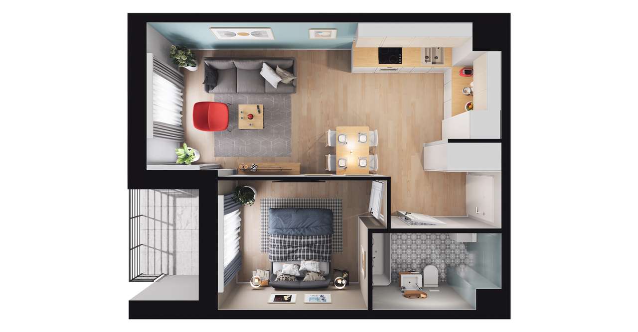 2-pokojowe mieszkanie 38m2 + balkon Bezpośrednio - Pełny obrazek: 2/8