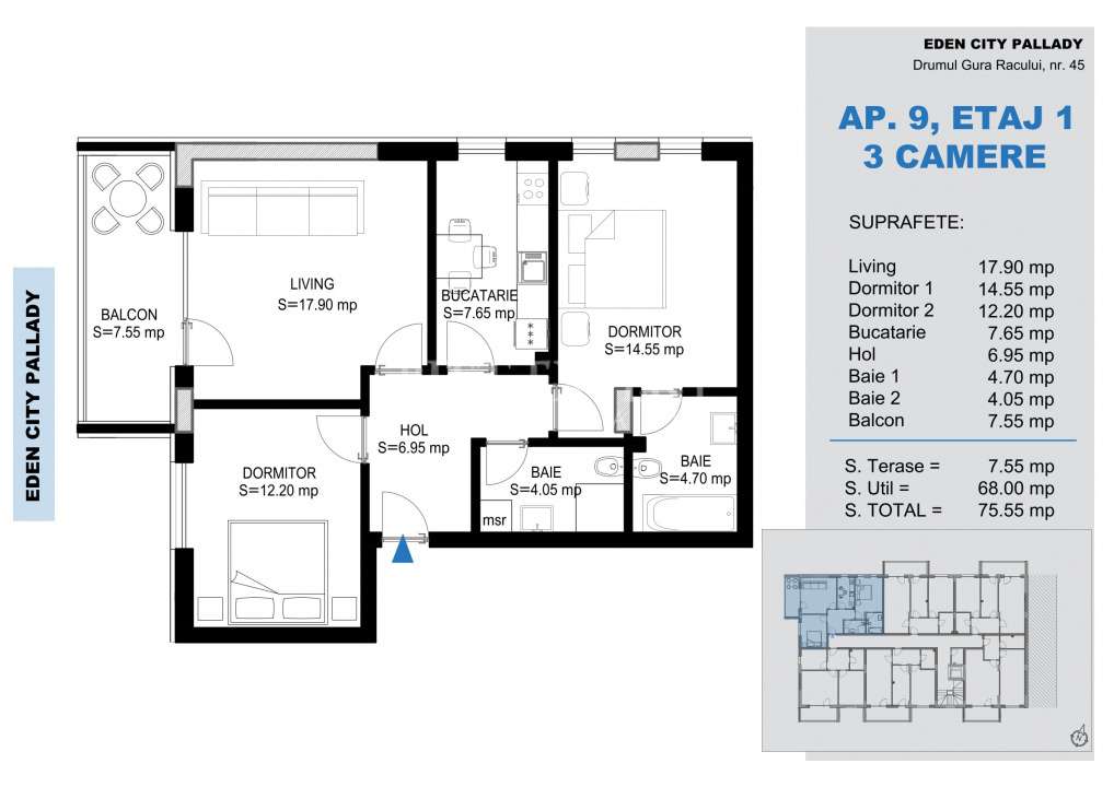 3 Camere Direct Dezvoltator -Finisaje Premium - Imagine principală: 5/5
