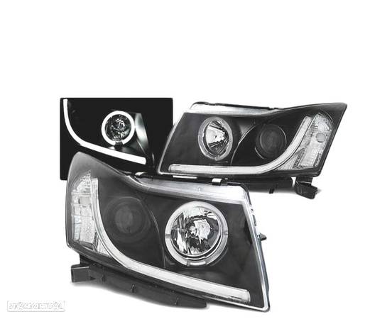 FARÓIS ANGEL EYES LED TUBE LIGHT PARA CHEVROLET CRUZE 09-12 PRETO - 1