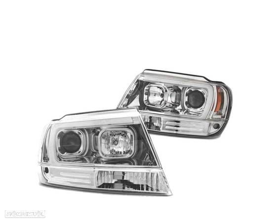 FARÓIS LED TUBE LIGHT PARA JEEP GRAND CHEROKEE 99-05 CROMADO - 2