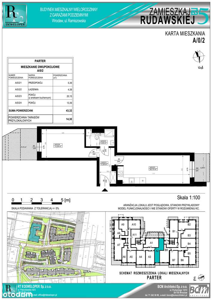 2-pokojowe mieszkanie 43m2 + 2 tarasy Bezpośrednio - Pełny obrazek: 2/7