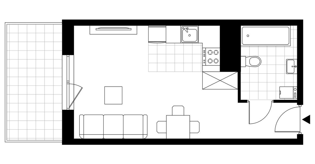 1-pokojowe mieszkanie 27m2 + loggia Bez Prowizji - Pełny obrazek: 2/8