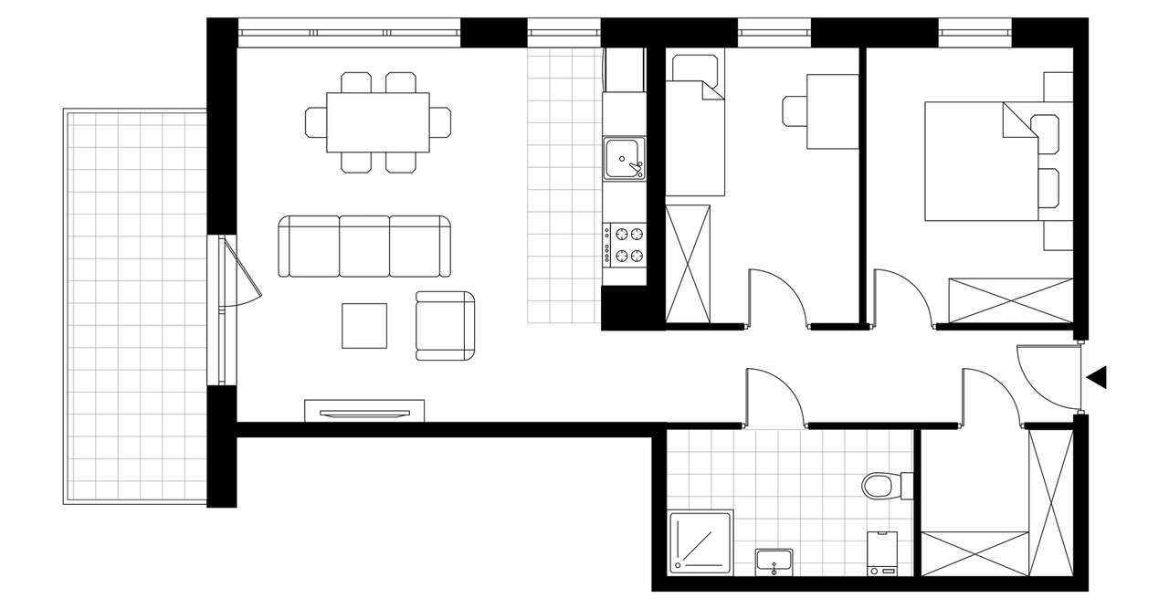 3-pokojowe mieszkanie 63m2 + balkon - Pełny obrazek: 3/7