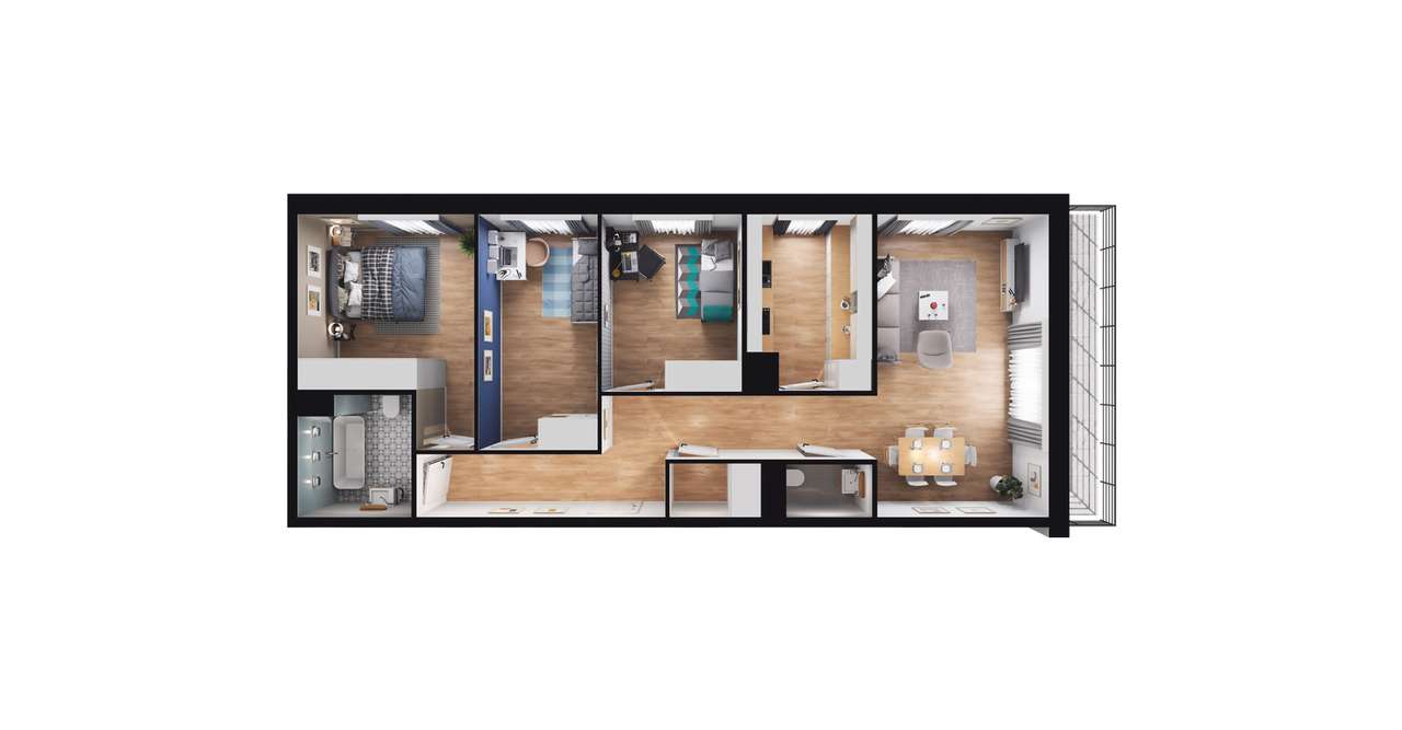 4-pokojowe mieszkanie 80m2 + balkon Bezpośrednio - Pełny obrazek: 2/8