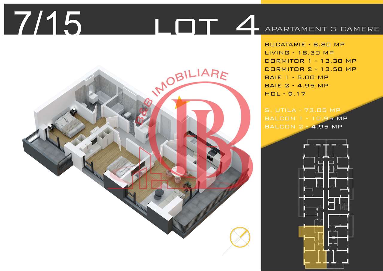 3 camere decomandat Titan Pallady Metrou Nicolae Teclu