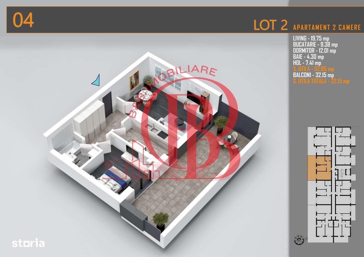 Apartament superb 2 camere cu terasa - Pallady Metrou Teclu