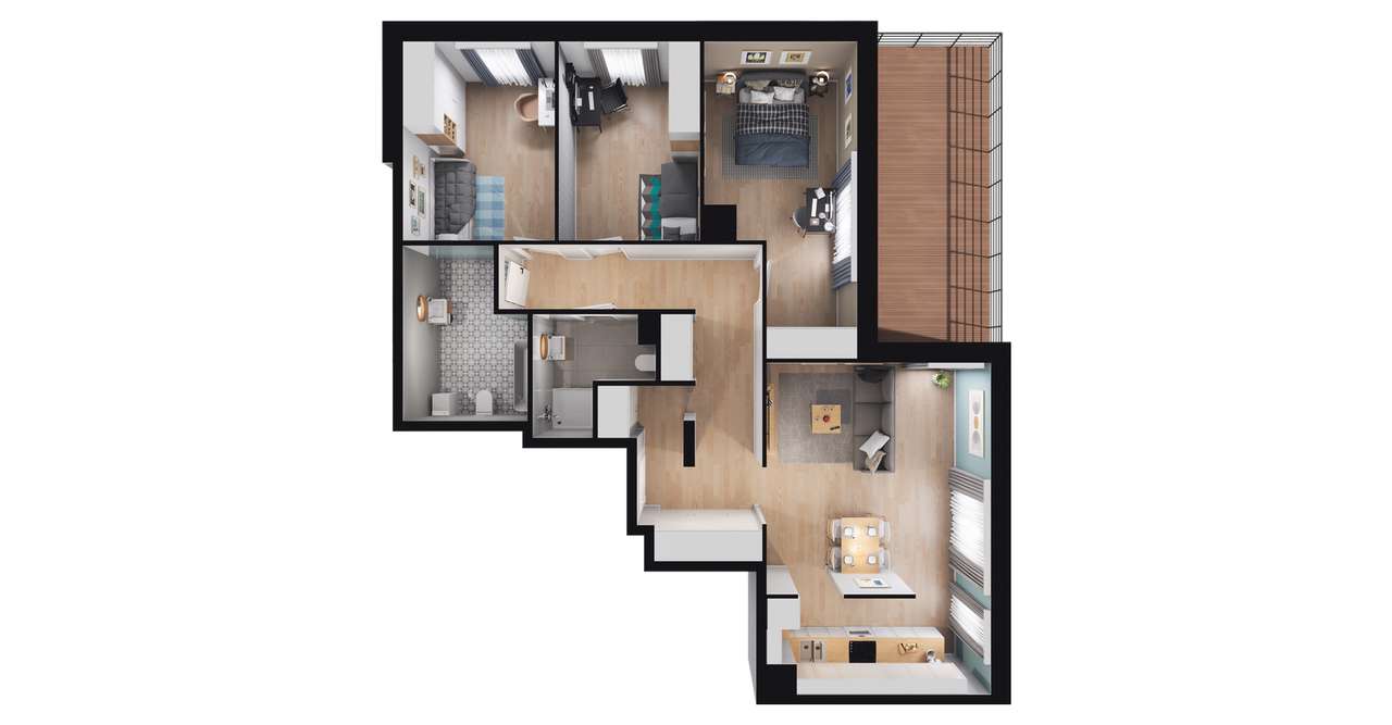 4-pokojowe mieszkanie 91m2 + balkon - Pełny obrazek: 2/7