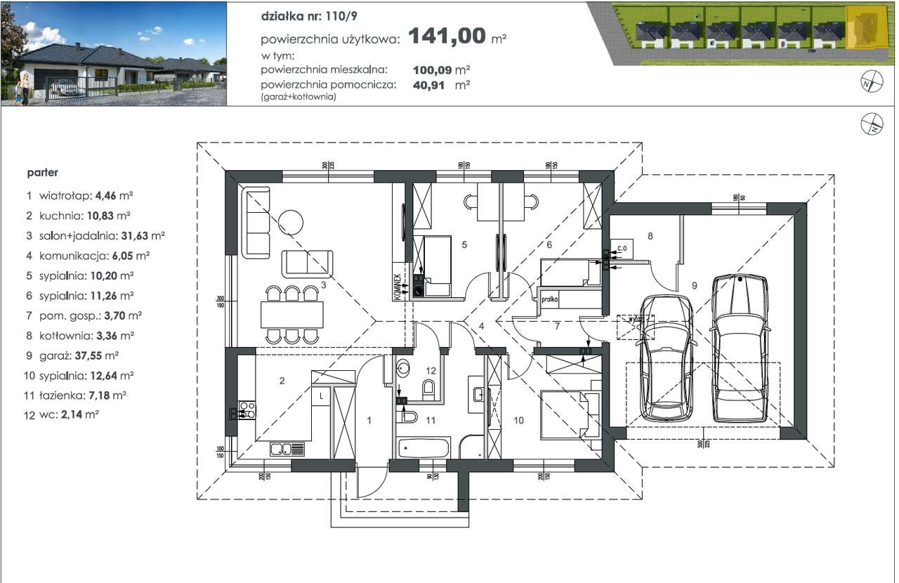 Nowe Domy Parterowe z podwójnym garażem-19
