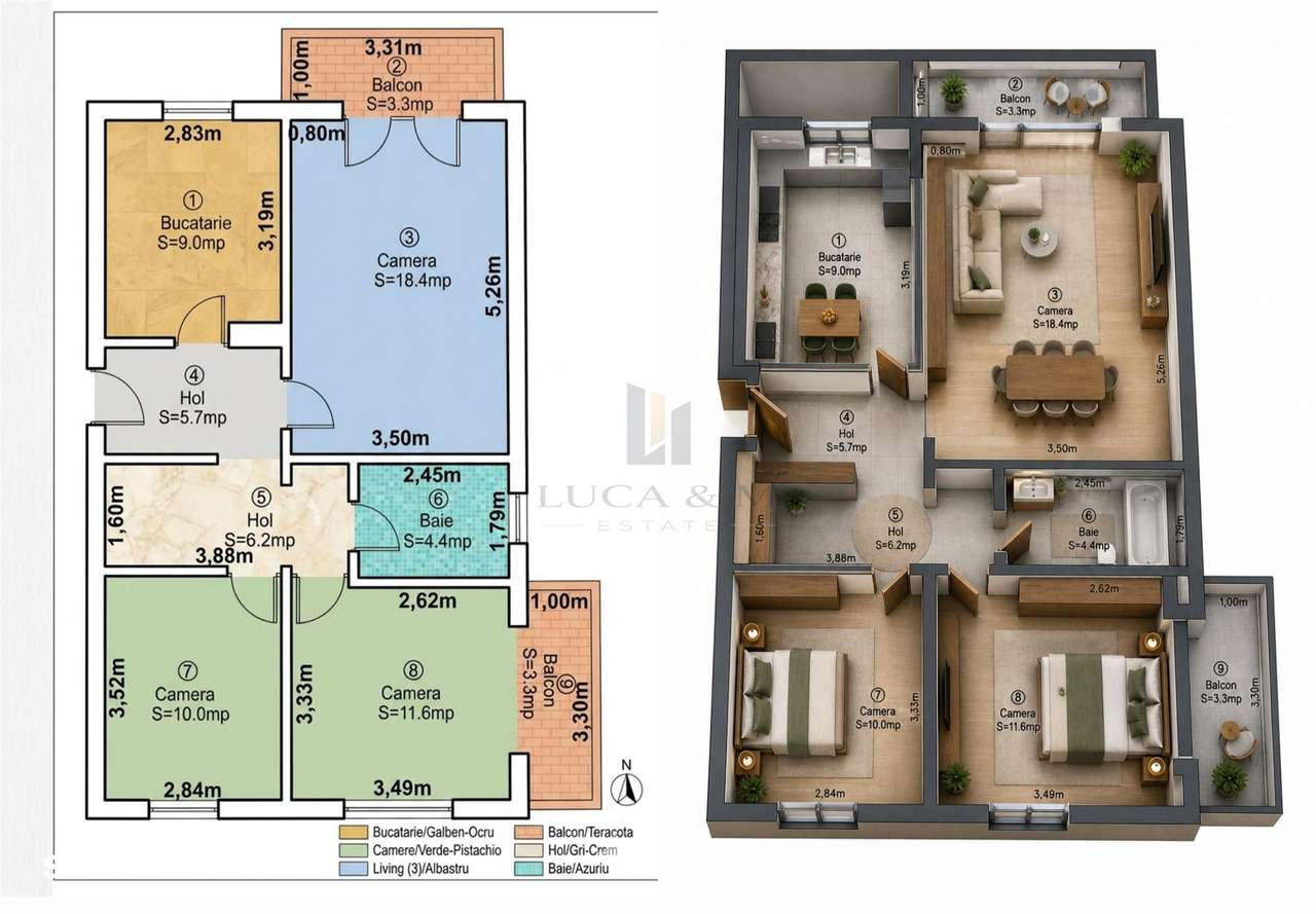 Apartament 3 camere, Girocului-13