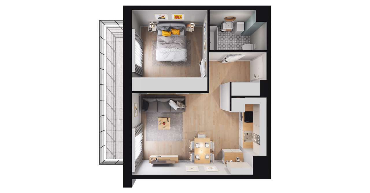 2-pokojowe mieszkanie 41m2 + balkon Bez Prowizji - Pełny obrazek: 2/8