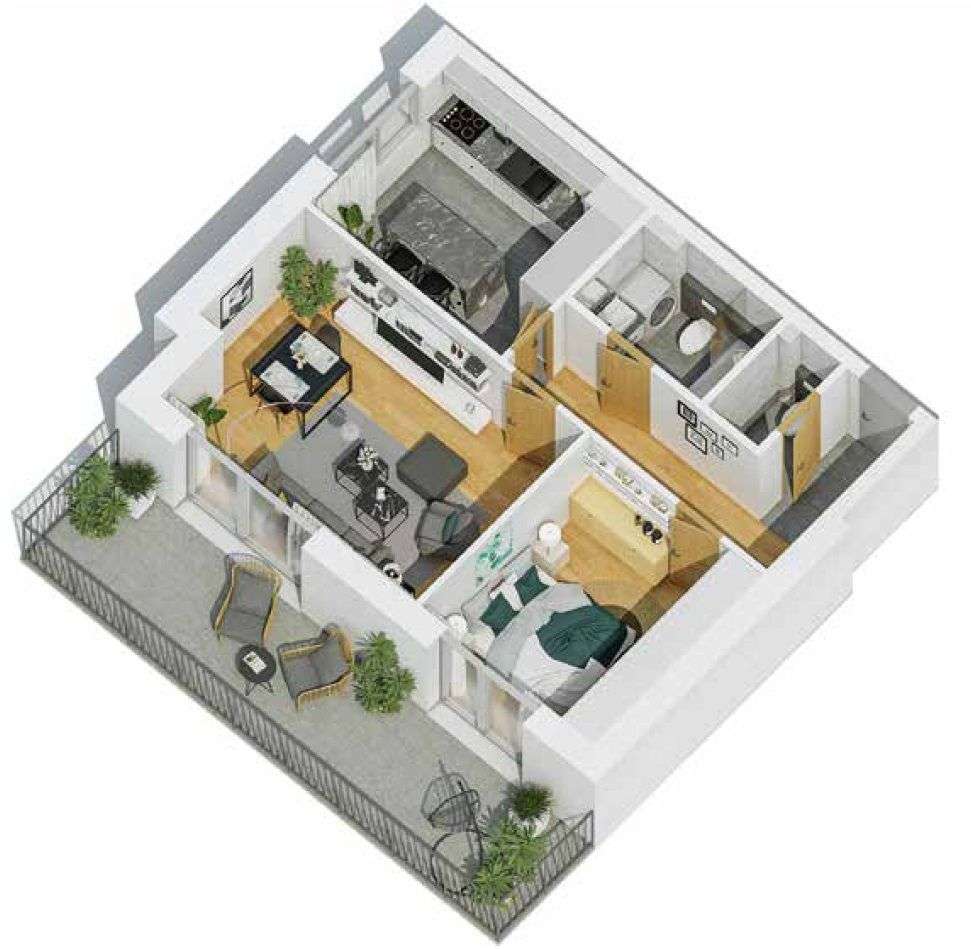 2-pokojowe mieszkanie | 54m2 | BALKON - Pełny obrazek: 3/12