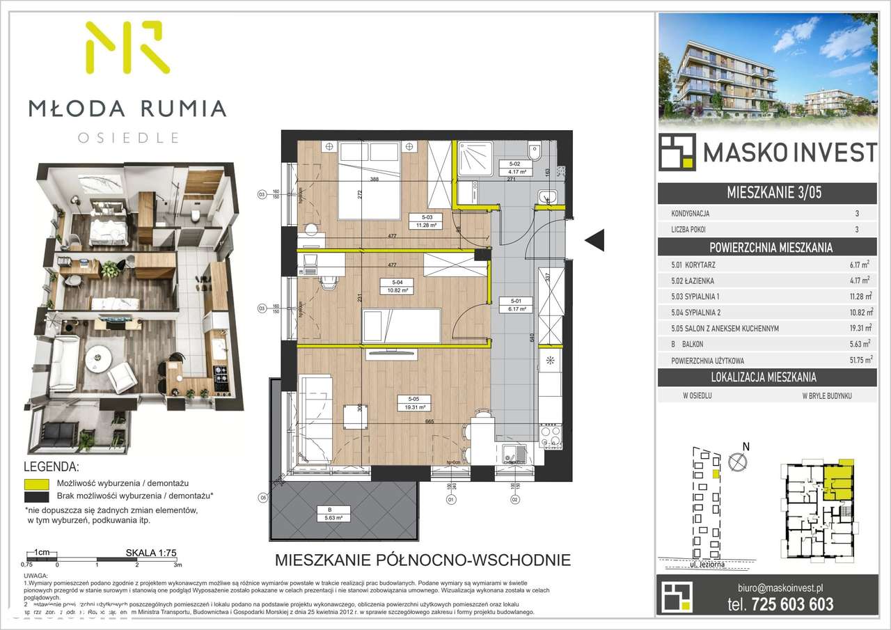 Młoda Rumia | mieszkanie 3-pok. | M​R12 P3/M5 - Pełny obrazek: 2/9