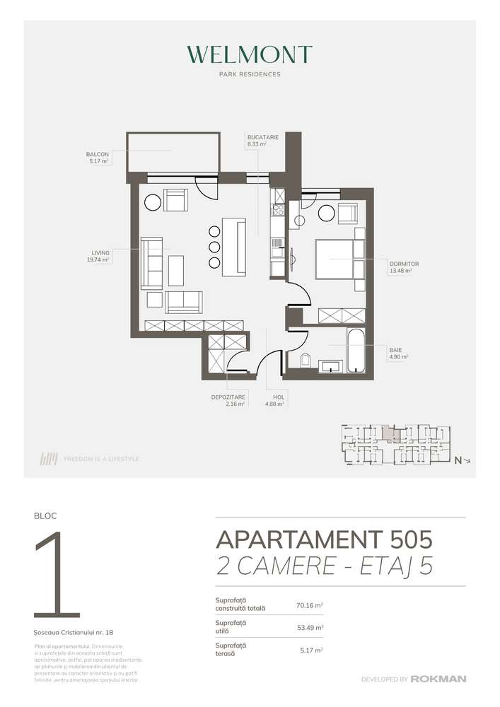 Dezvoltator Apartament doua camere open space Welmont - Imagine principală: 4/11