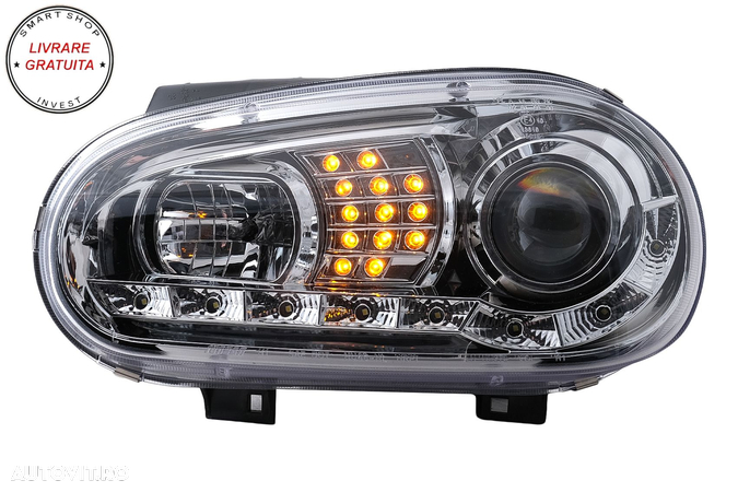 Faruri LED DRL VW Golf IV 4 (09.1997-09.2003) Crom- livrare gratuita - 15