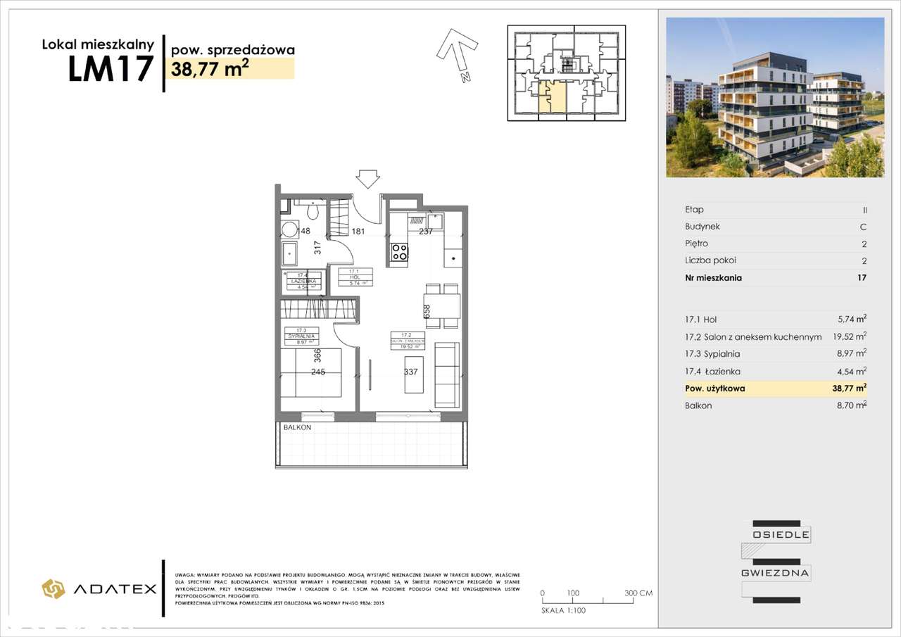 Osiedle Gwiezdna | mieszkanie 2 pokoje | POD WYNAJEM | C17 - Pełny obrazek: 2/13