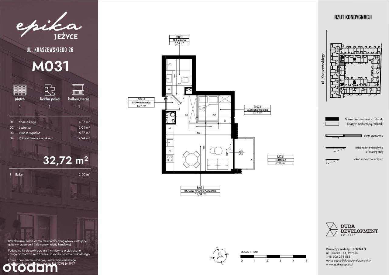 kup mieszkanie z 23% VAT-em, Jeżyce, kawalerka z widokiem na patio - Pełny obrazek: 2/7