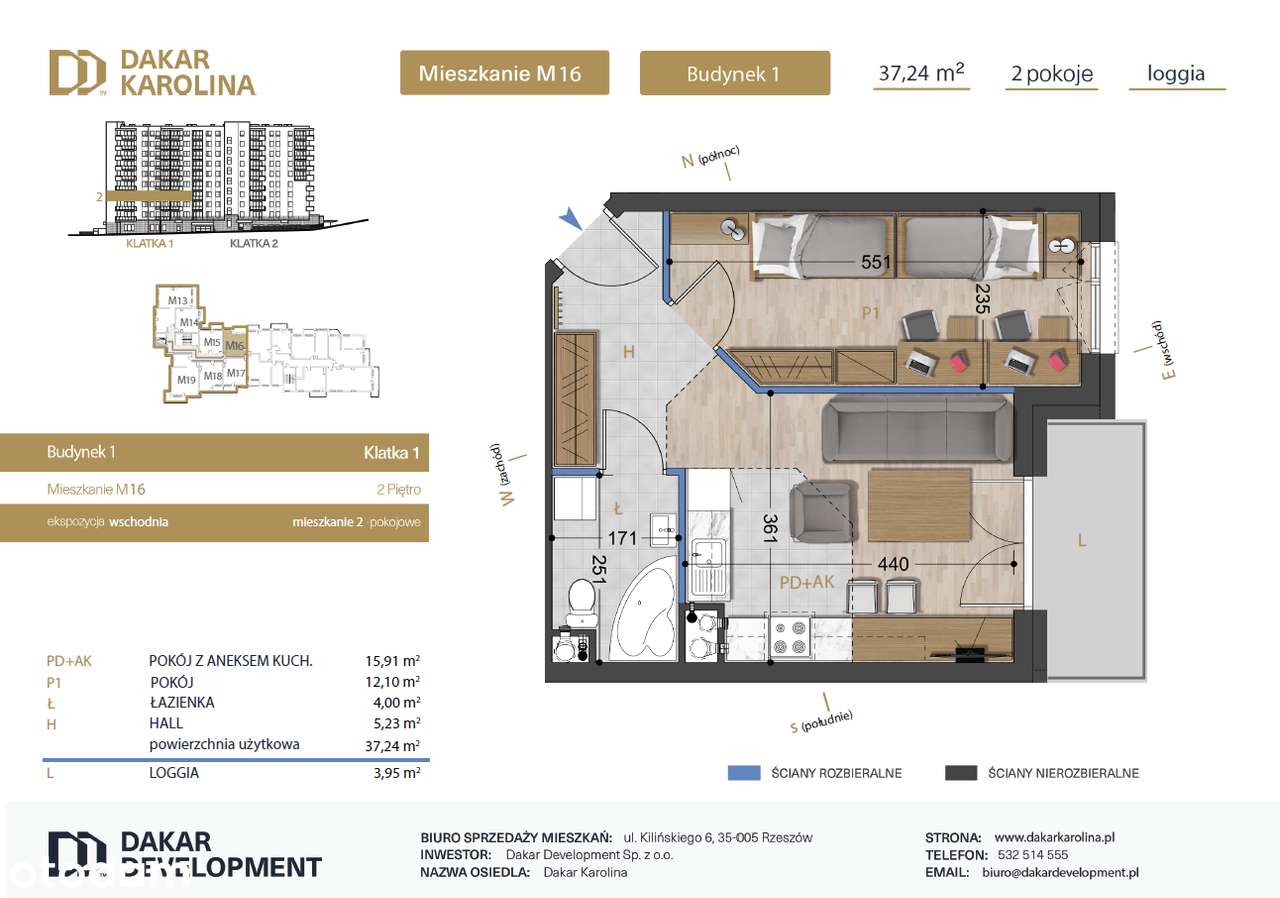 37m2 - nowe mieszkanie |Loggia |Budynek z windą |Projektant - Pełny obrazek: 2/6